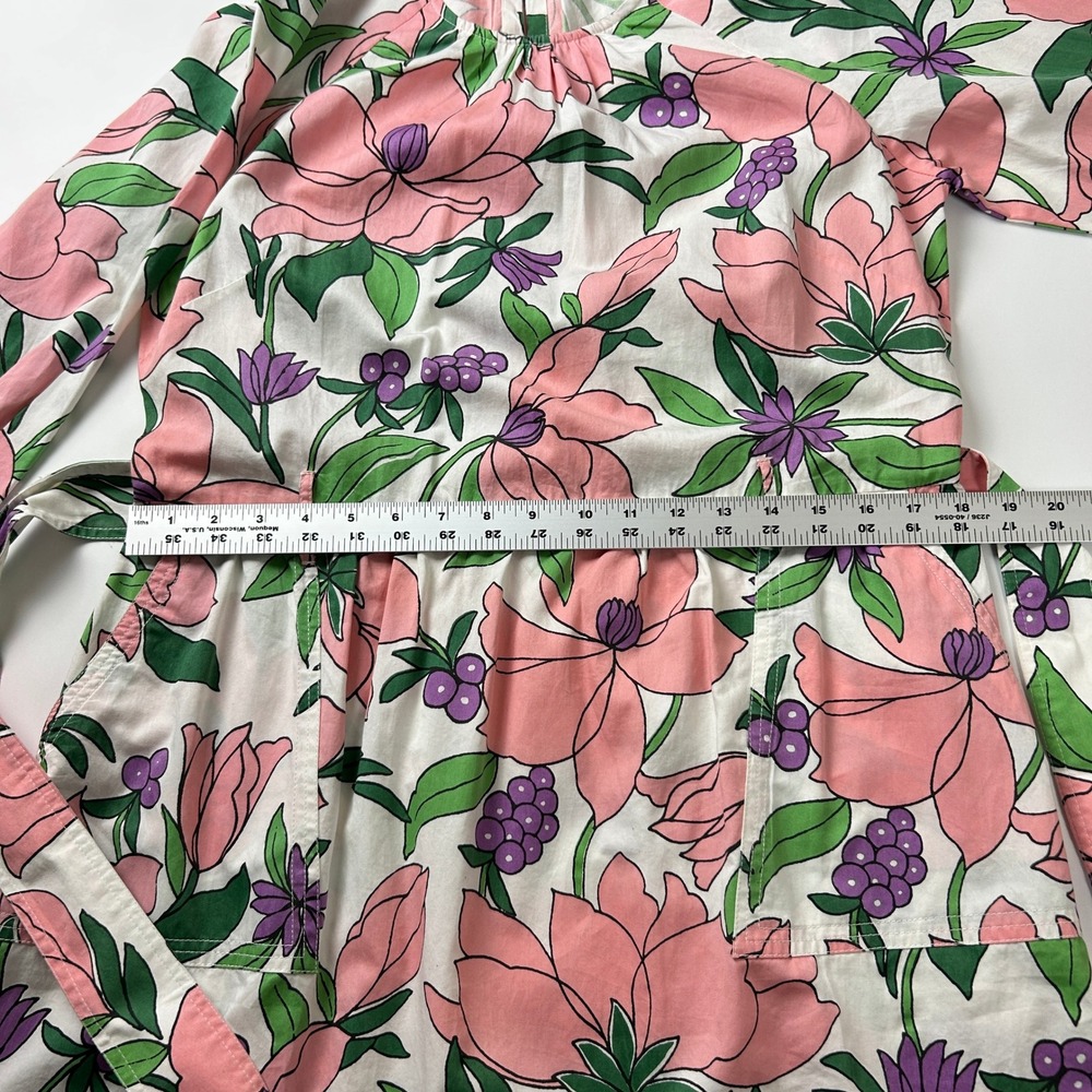 Banjanan White Pink Floral Cotton Tie Waist Dress Pockets Size M‎ - Picture 12 of 16